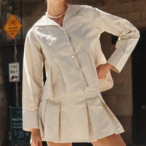 Sailor Pleated Blouse - Ivory (Small)